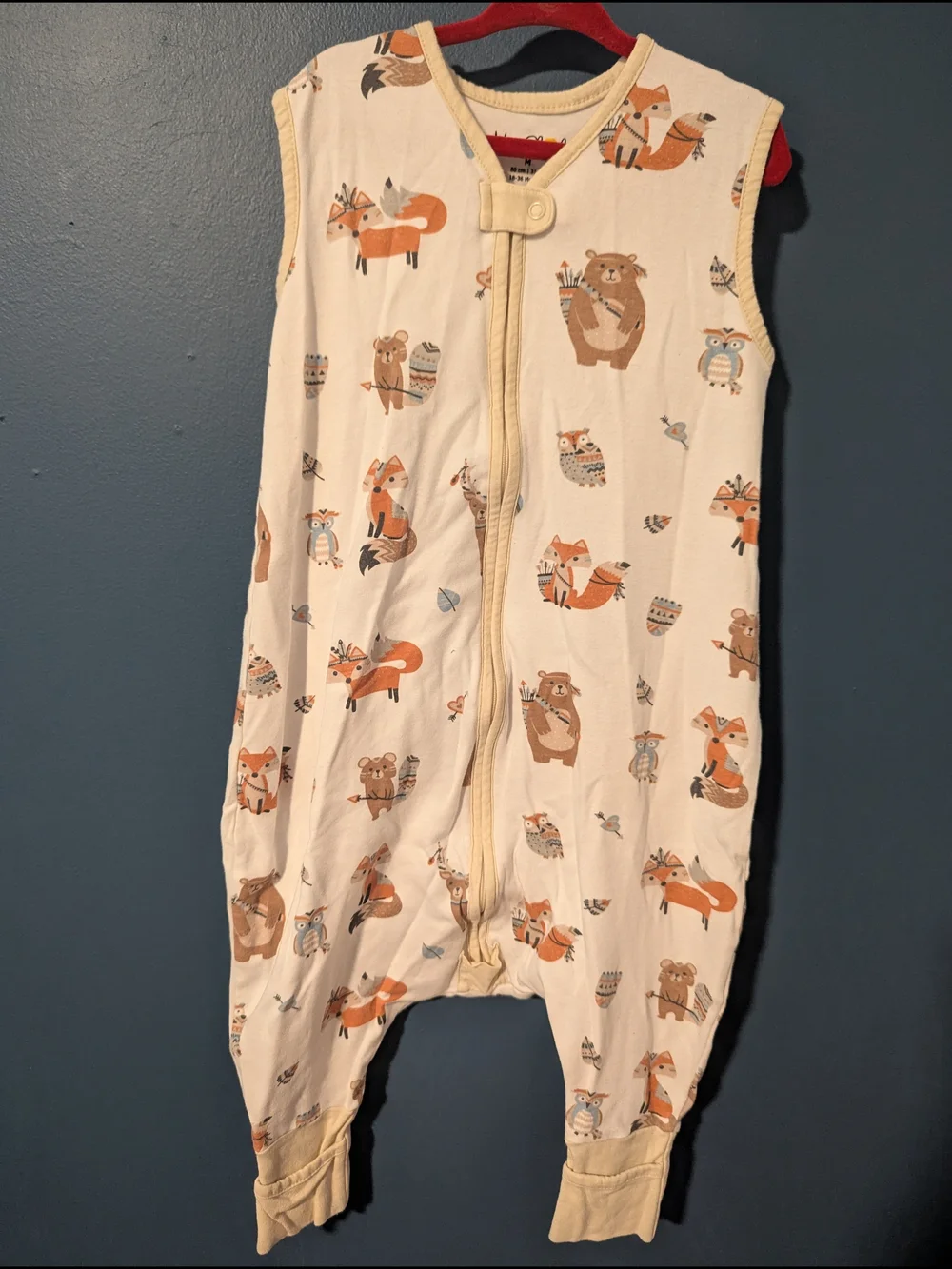 Cream Fox & Friends Sleeveless Kids Foot Out Sleep Sack
